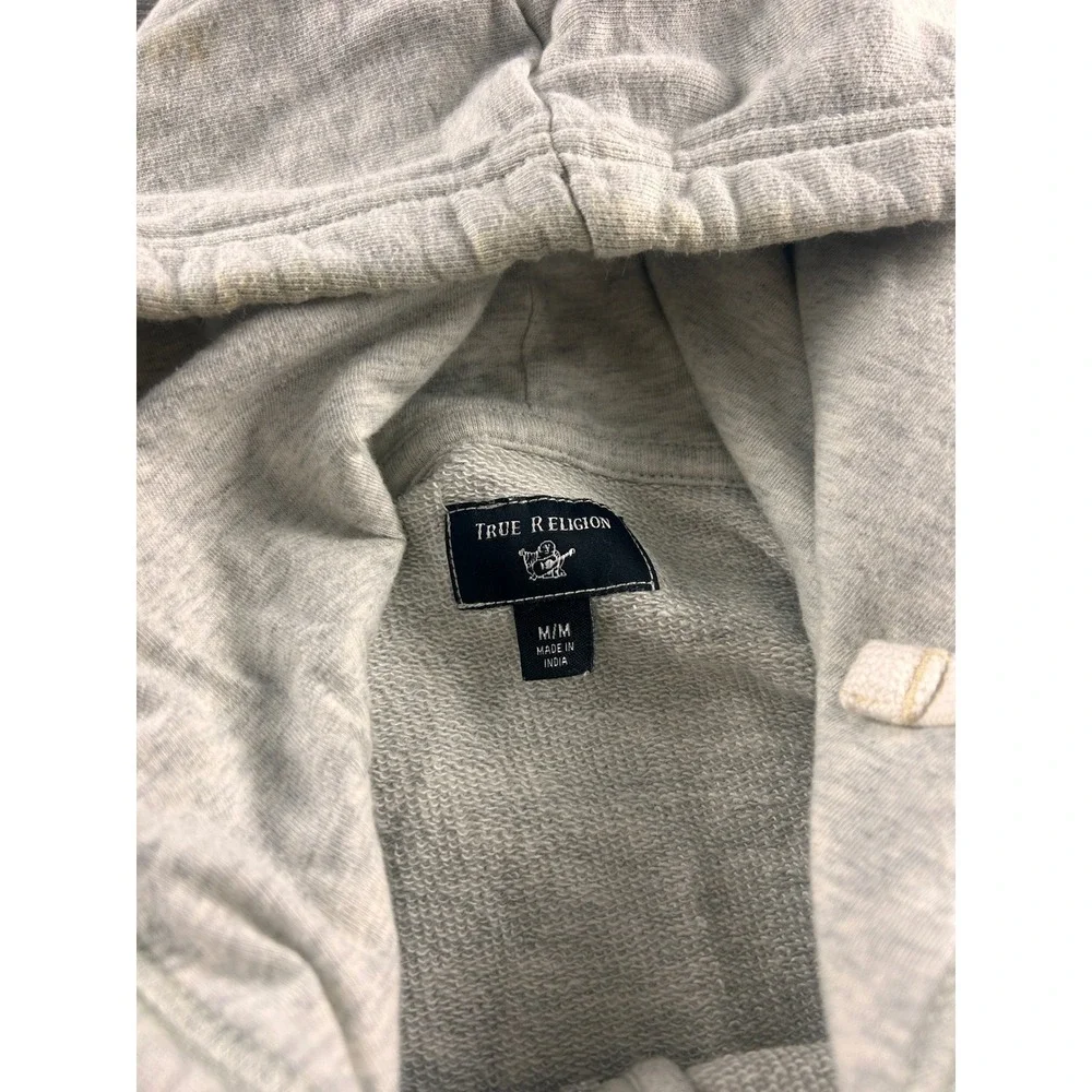 True Religion womens World Tour Buddha Zip Up Hoodie Gray Organic Cotton Medium